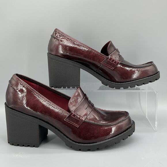NEW Sun + Stone Women’s Maycee Lug Sole Loafers Wine Size 9.5M - Picture 1 of 10